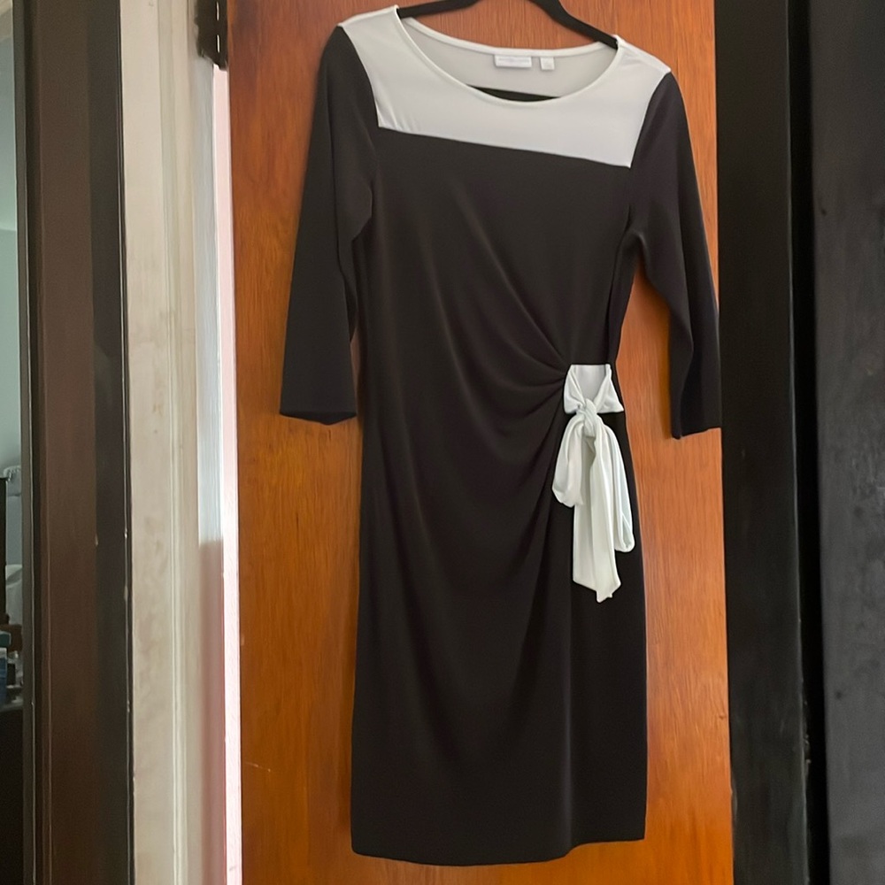 New York and Company Black & White Dress With Side Bow